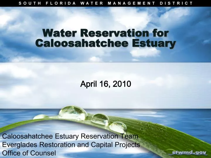 water reservation for caloosahatchee estuary