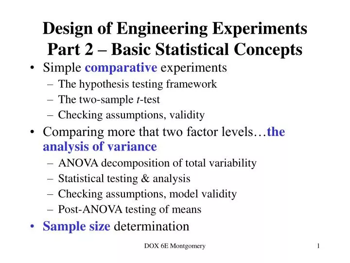 design of engineering experiments part 2 basic statistical concepts