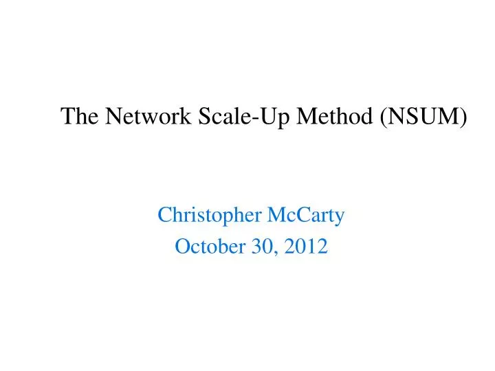 the network scale up method nsum