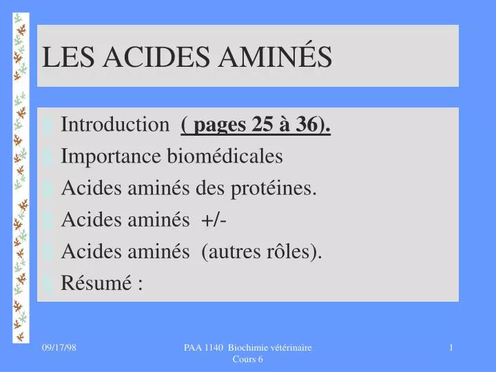 les acides amin s