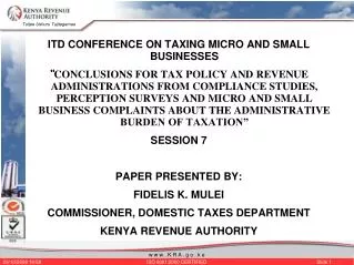 ITD CONFERENCE ON TAXING MICRO AND SMALL BUSINESSES