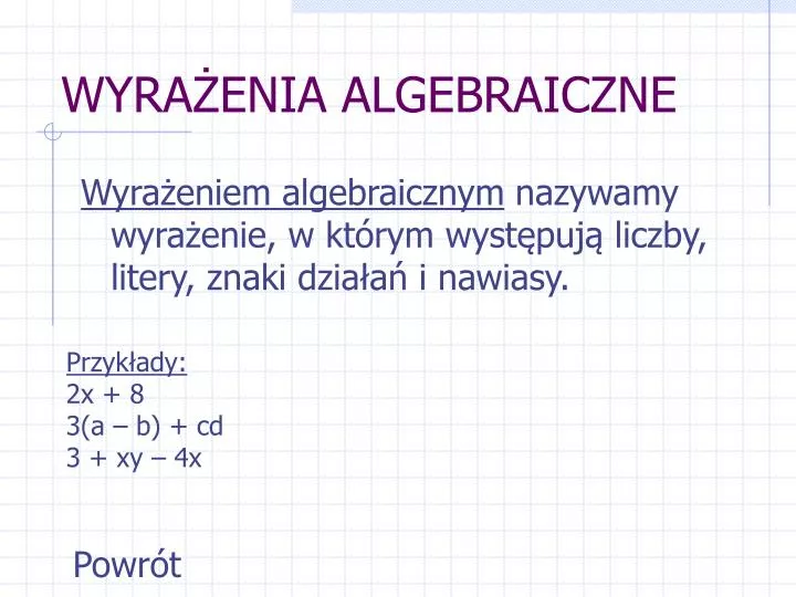 wyra enia algebraiczne