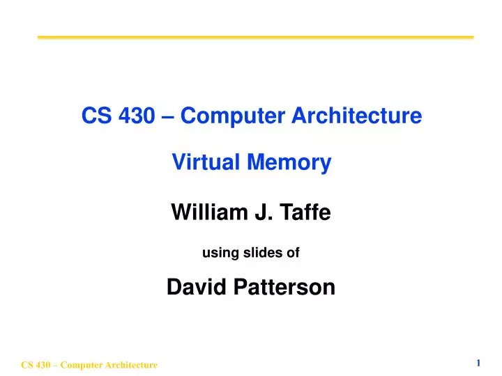 cs 430 computer architecture virtual memory