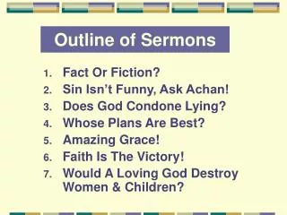 Outline of Sermons