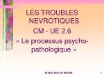 LES TROUBLES NEVROTIQUES CM - UE 2.6 « Le processus psycho-pathologique » - slide 1