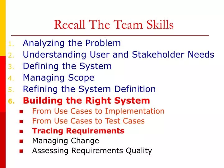 recall the team skills