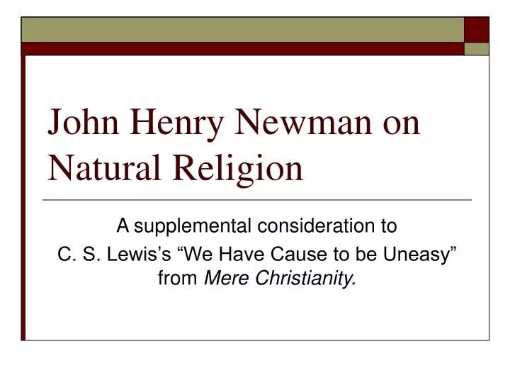 john henry newman on natural religion
