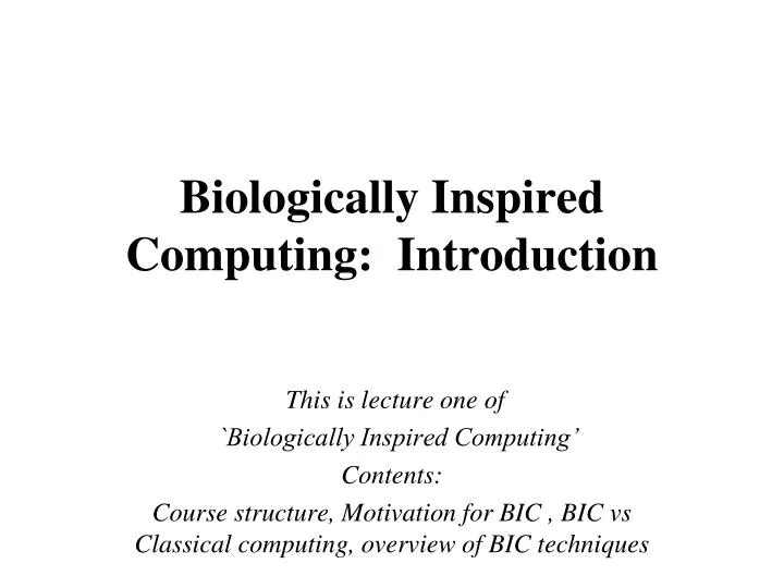 biologically inspired computing introduction