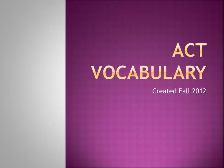 act vocabulary