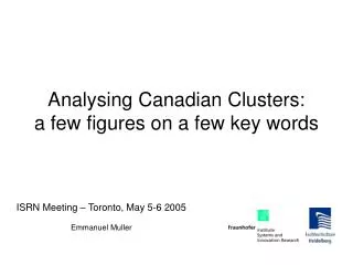 Analysing Canadian Clusters: a few figures on a few key words