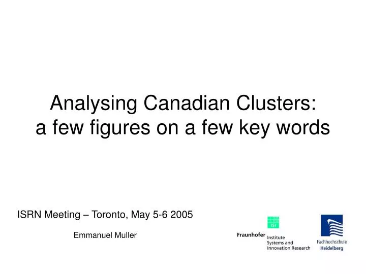 analysing canadian clusters a few figures on a few key words