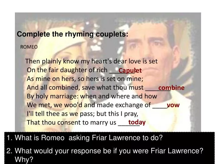 complete the rhyming couplets