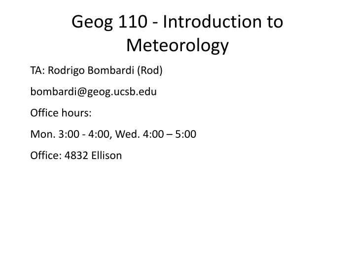 geog 110 introduction to meteorology