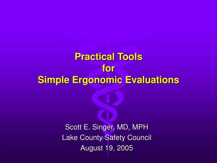 practical tools for simple ergonomic evaluations