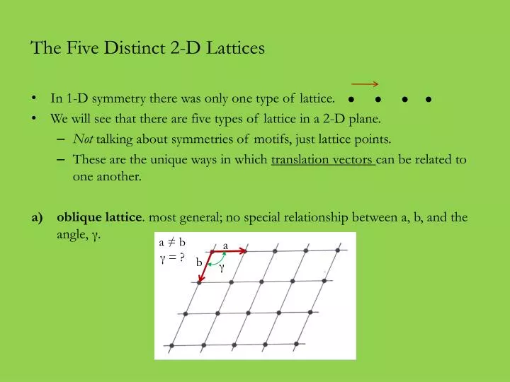 the five distinct 2 d lattices