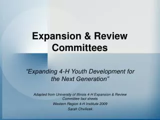 Expansion &amp; Review Committees