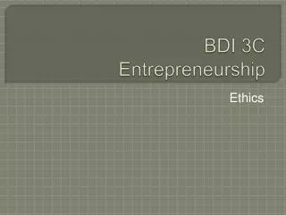 BDI 3C Entrepreneurship