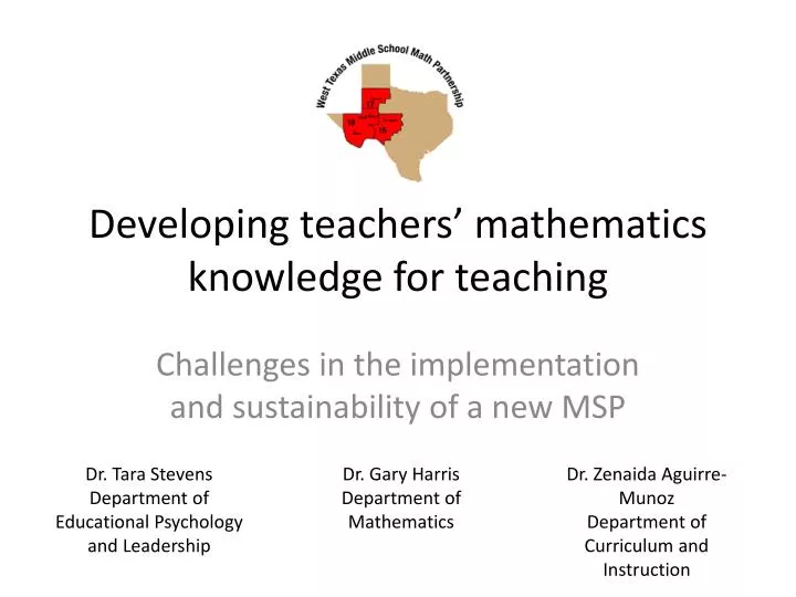 developing teachers mathematics knowledge for teaching