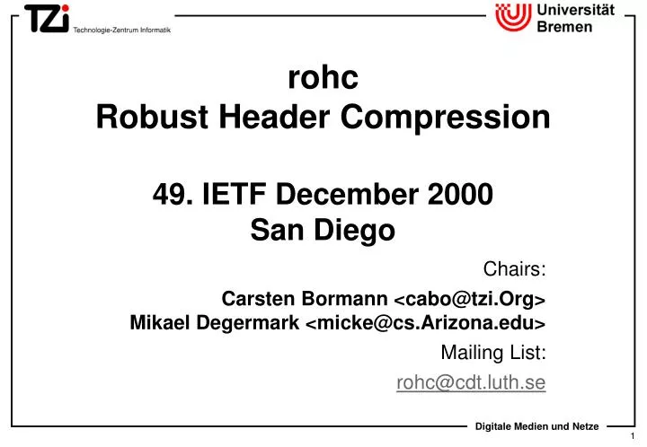 rohc robust header compression 49 ietf december 2000 san diego