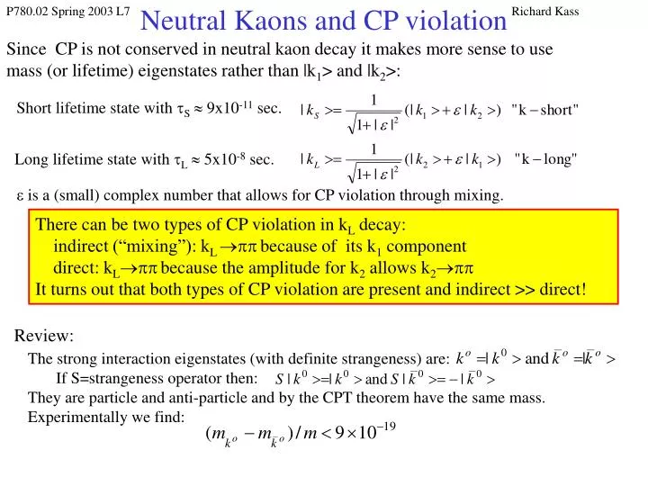 neutral kaons and cp violation