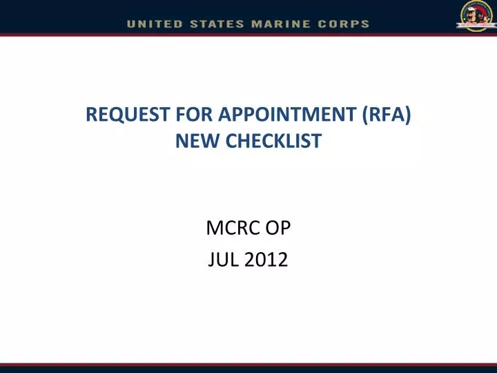 request for appointment rfa new checklist