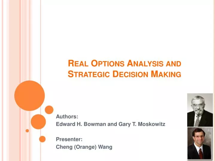 real options analysis and strategic decision making