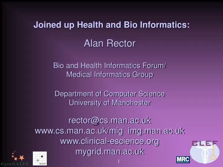 joined up health and bio informatics