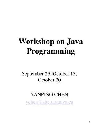 Workshop on Java Programming