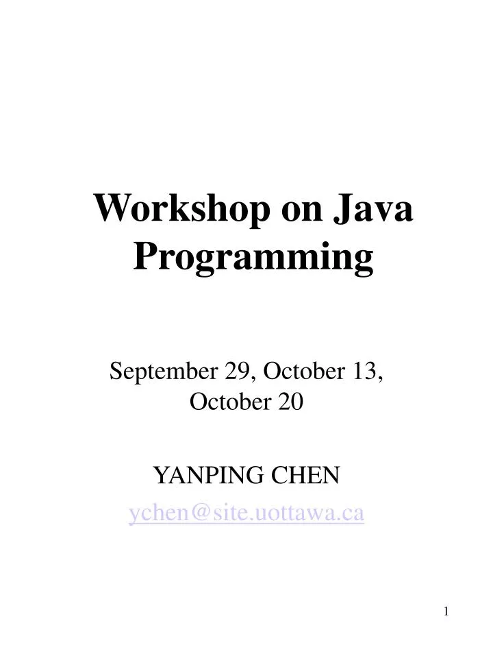 workshop on java programming