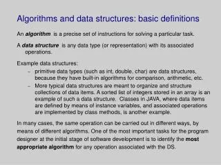 Algorithms and data structures: basic definitions