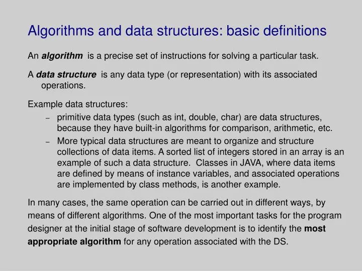 algorithms and data structures basic definitions