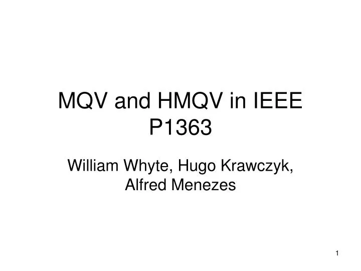 mqv and hmqv in ieee p1363