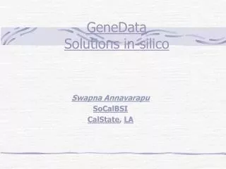 GeneData Solutions in-silico