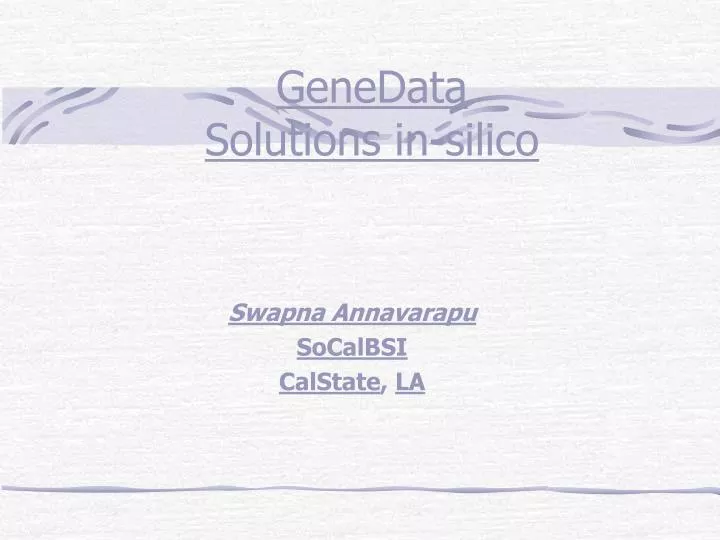 genedata solutions in silico