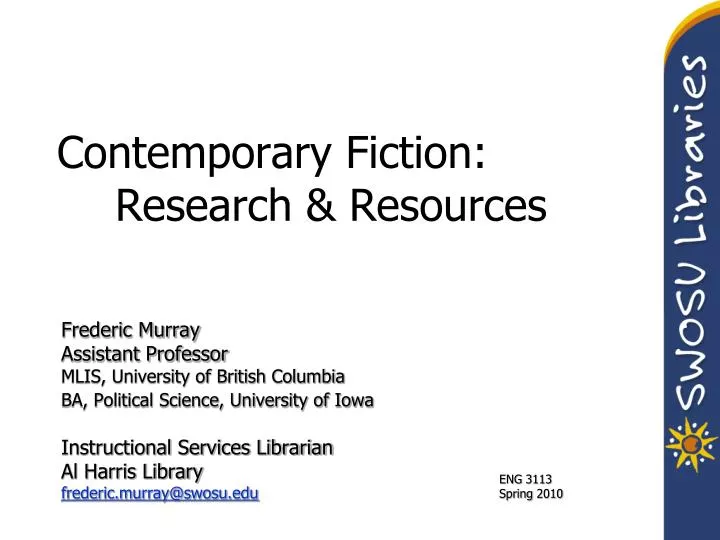 contemporary fiction research resources