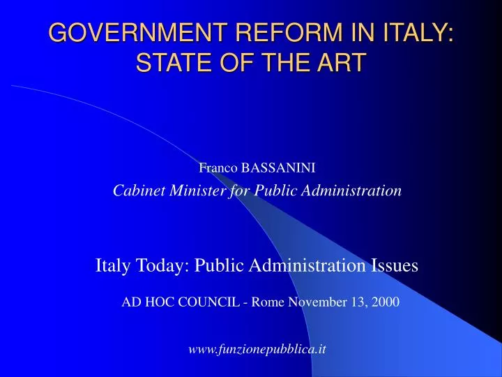 government reform in italy state of the art