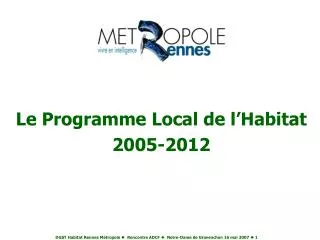 le programme local de l habitat 2005 2012