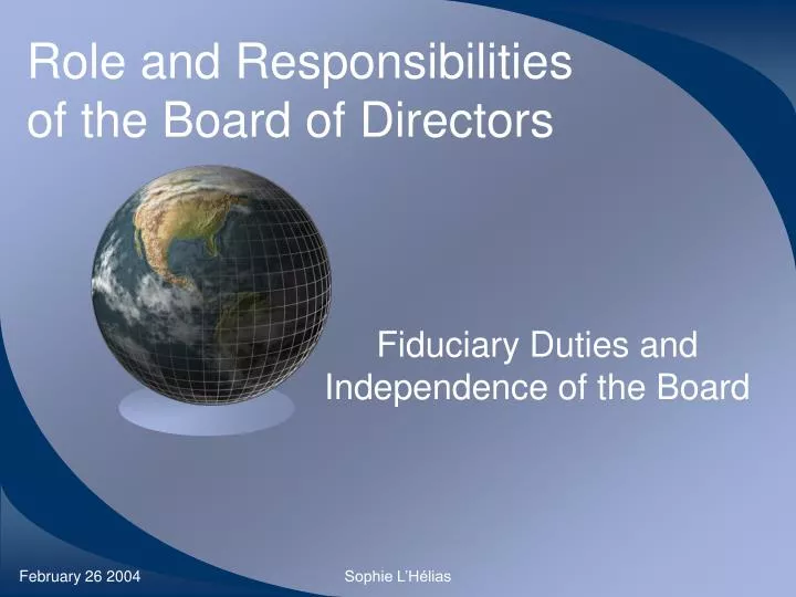 role and responsibilities of the board of directors