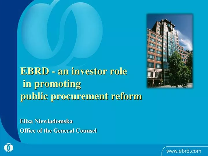 ebrd an investor role in promoting public procurement reform