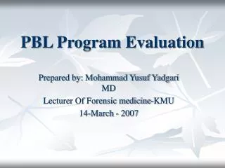PBL Program Evaluation