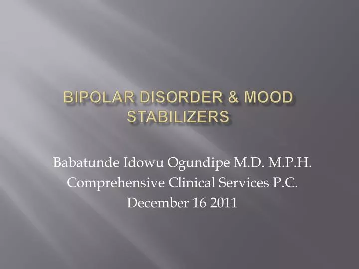 bipolar disorder mood stabilizers