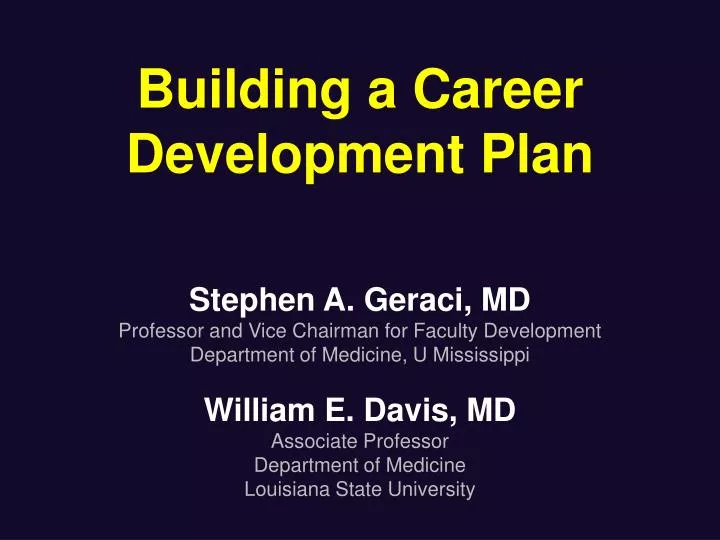 building a career development plan