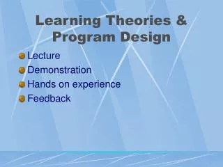 Learning Theories &amp; Program Design