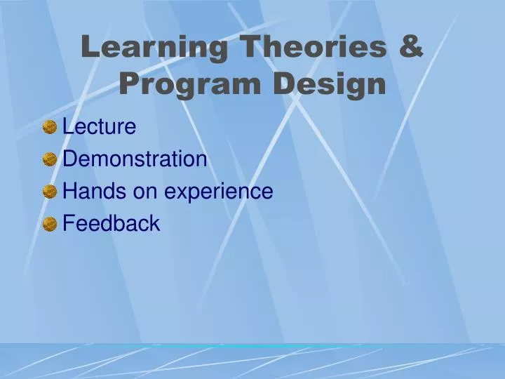 learning theories program design