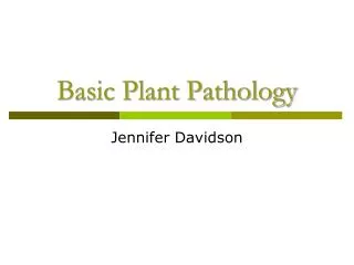 Basic Plant Pathology