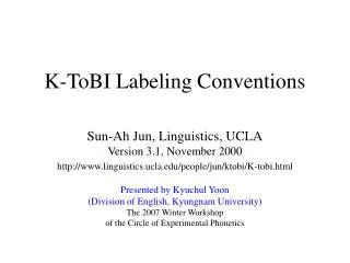 K-ToBI Labeling Conventions