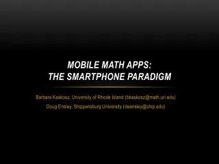 Mobile Math Apps: The Smartphone Paradigm