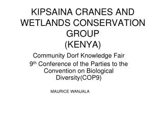 KIPSAINA CRANES AND WETLANDS CONSERVATION GROUP (KENYA)