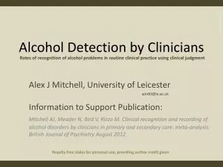 Alcohol Detection by Clinicians