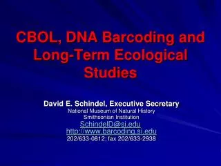 CBOL, DNA Barcoding and Long-Term Ecological Studies